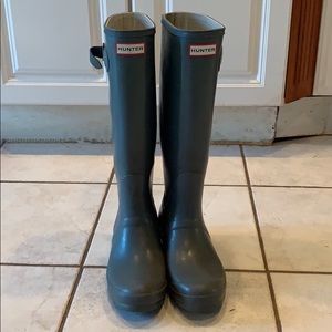 Tall Gray Hunter Rain boots